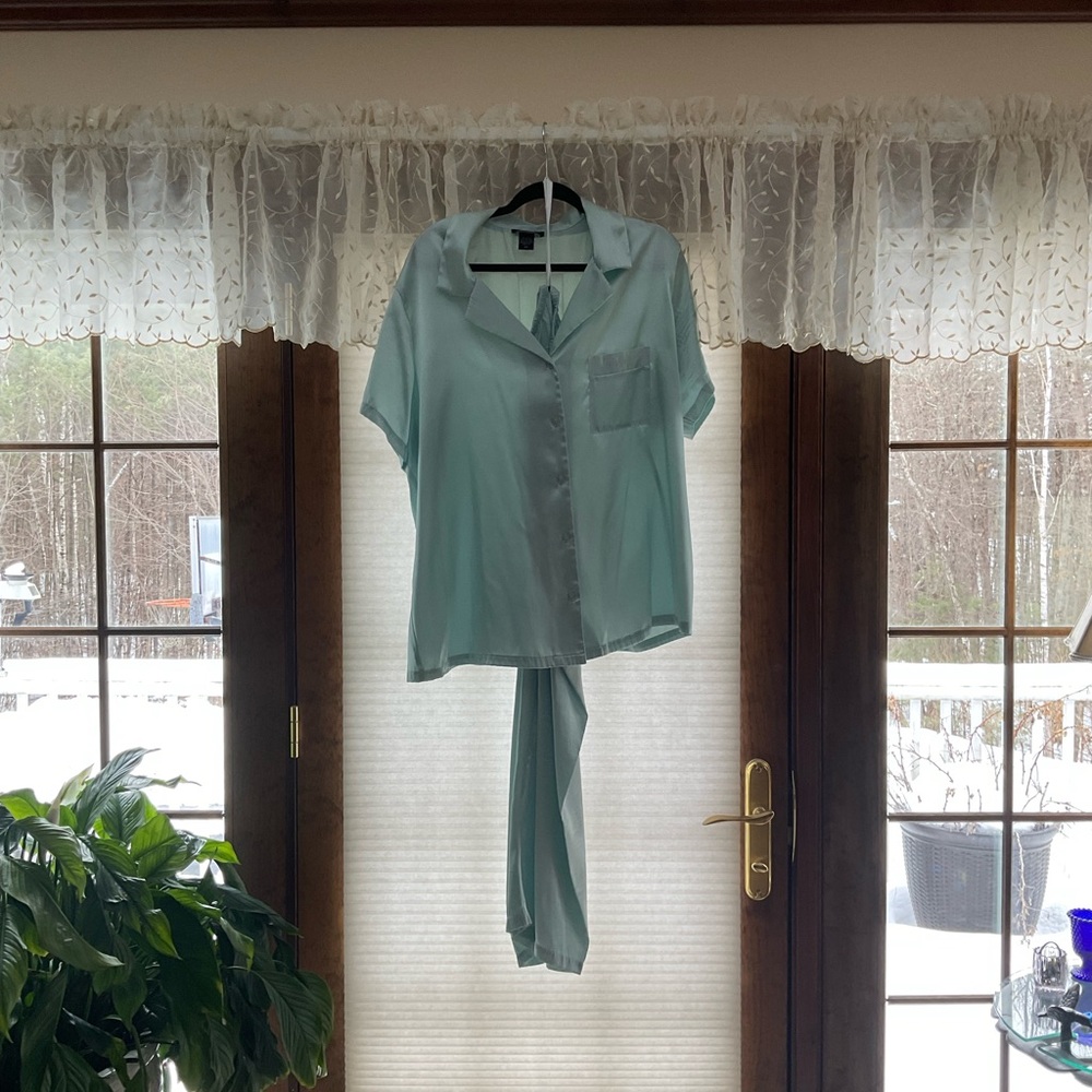 Silk Pajama Set in Light Blue